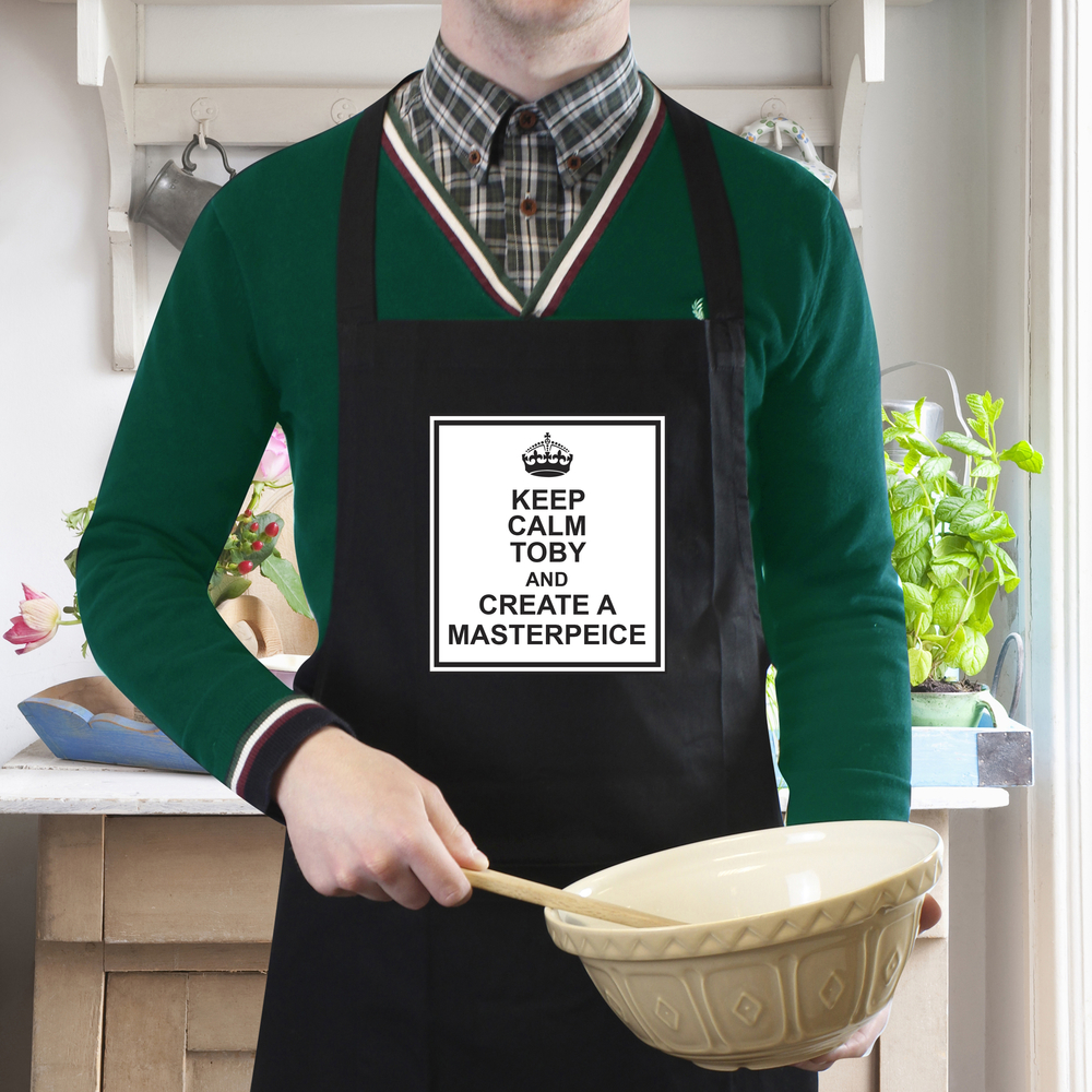 Personalised Keep Calm Black Apron