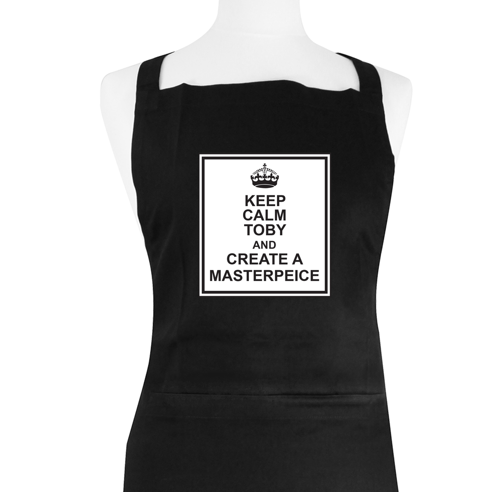 Personalised Keep Calm Black Apron