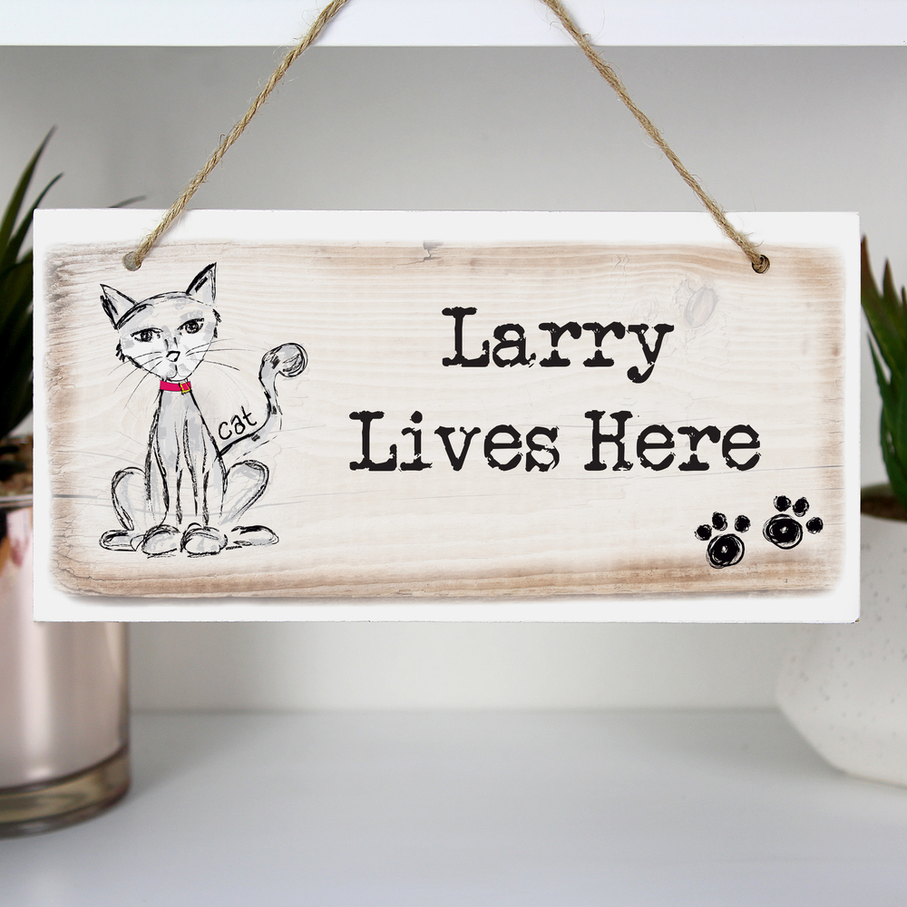 Personalised Cat Wooden Sign
