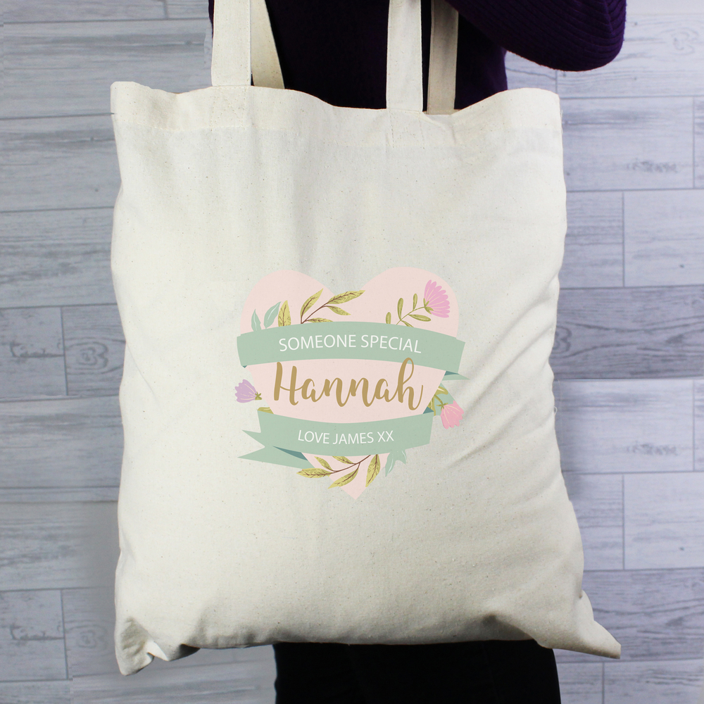 Personalised Floral Cotton Bag