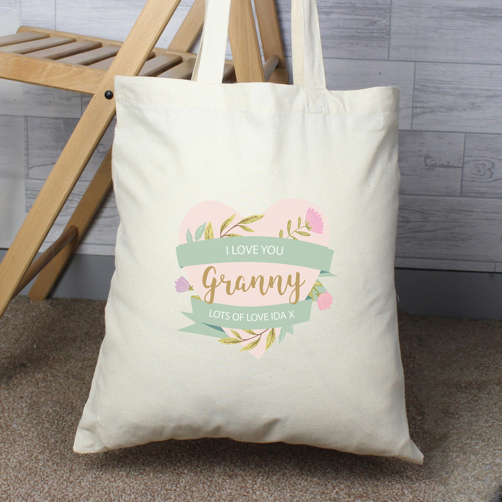 Personalised Floral Cotton Bag