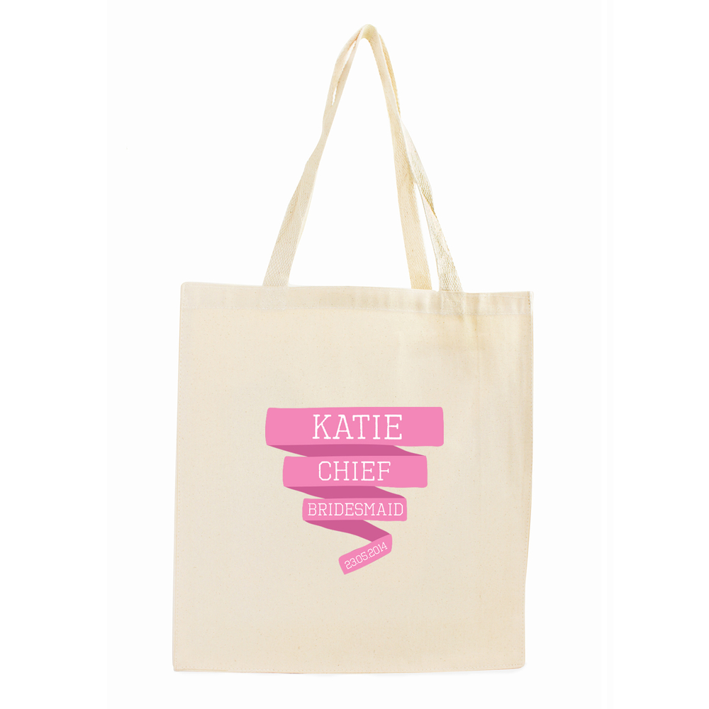 Personalised Pink Banner Cotton Bag