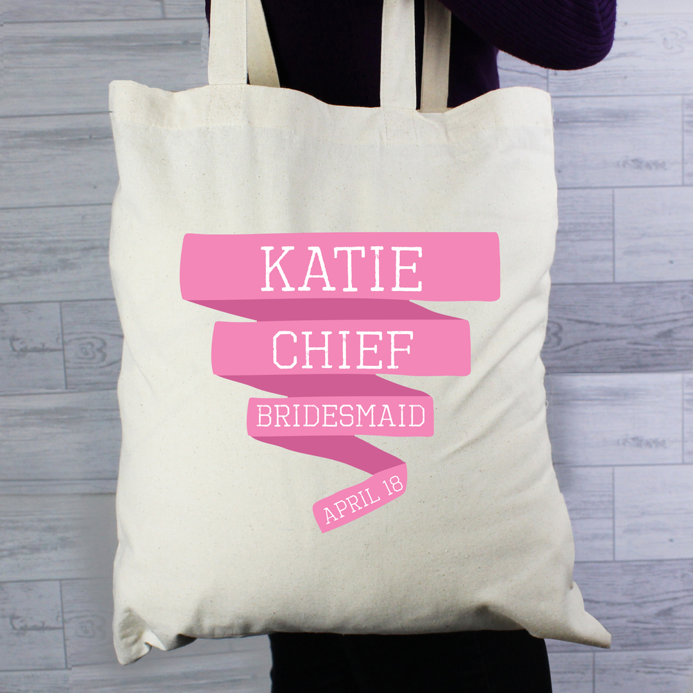 Personalised Pink Banner Cotton Bag