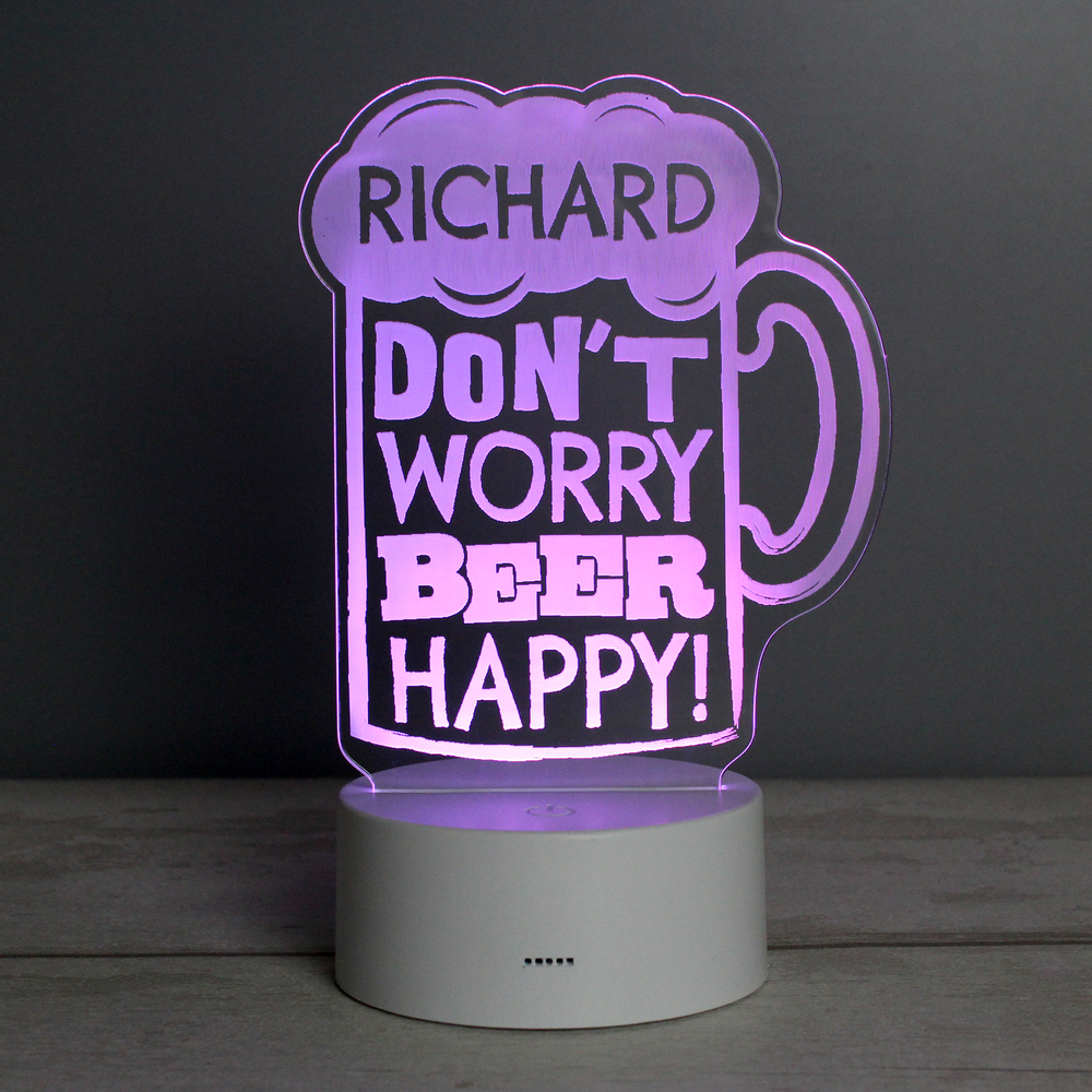 Personalised "Beer Happy" LED Colour Changing Light
