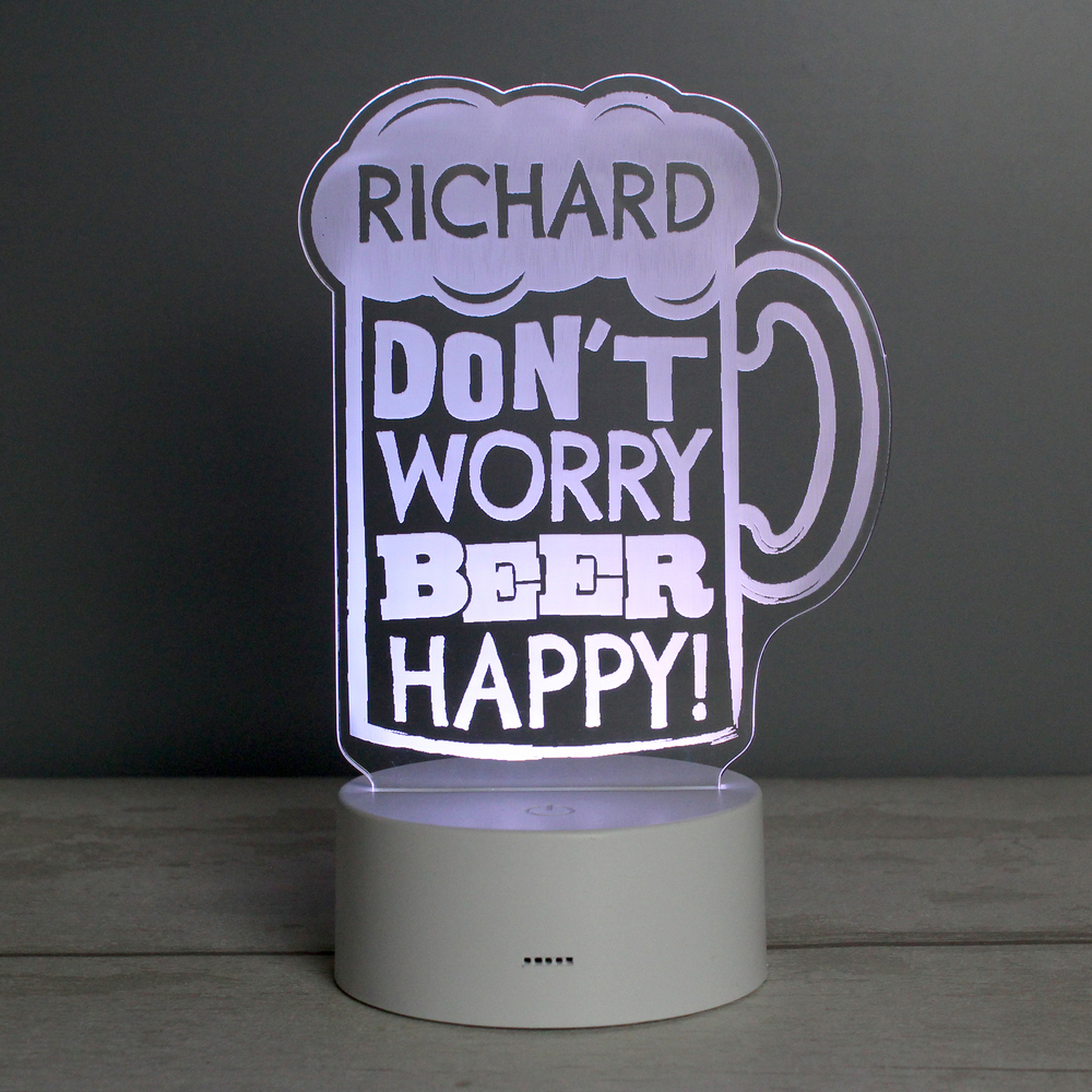 Personalised "Beer Happy" LED Colour Changing Light
