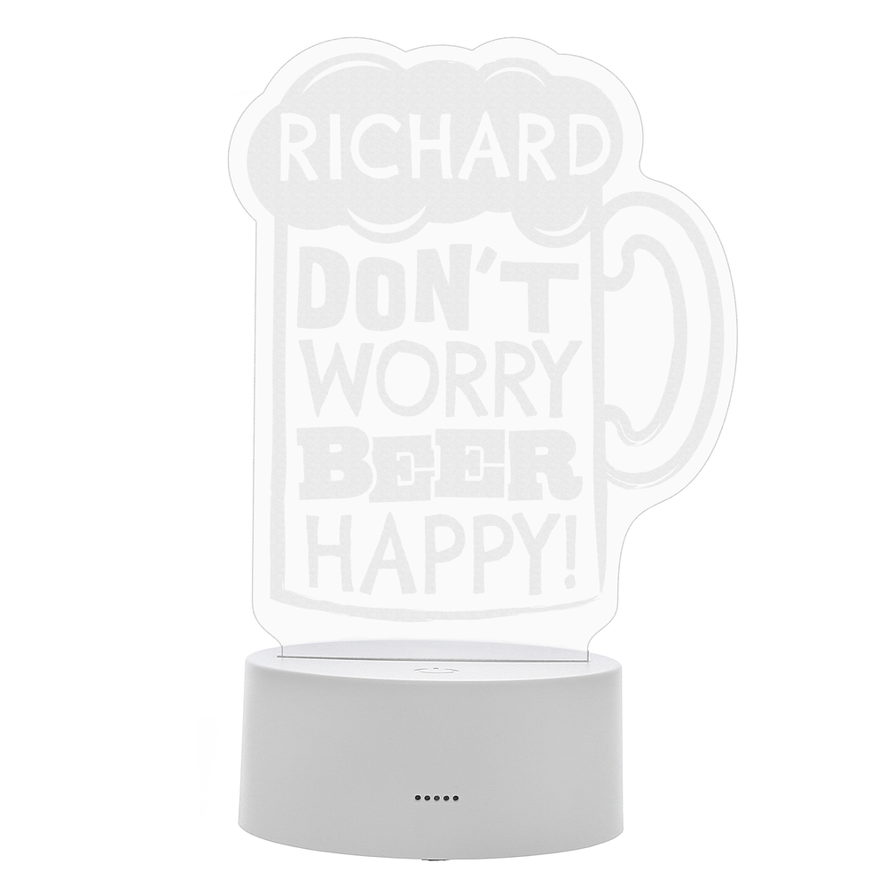 Personalised "Beer Happy" LED Colour Changing Light