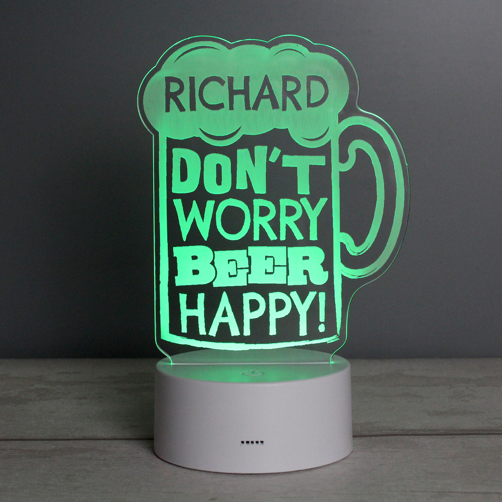 Personalised "Beer Happy" LED Colour Changing Light
