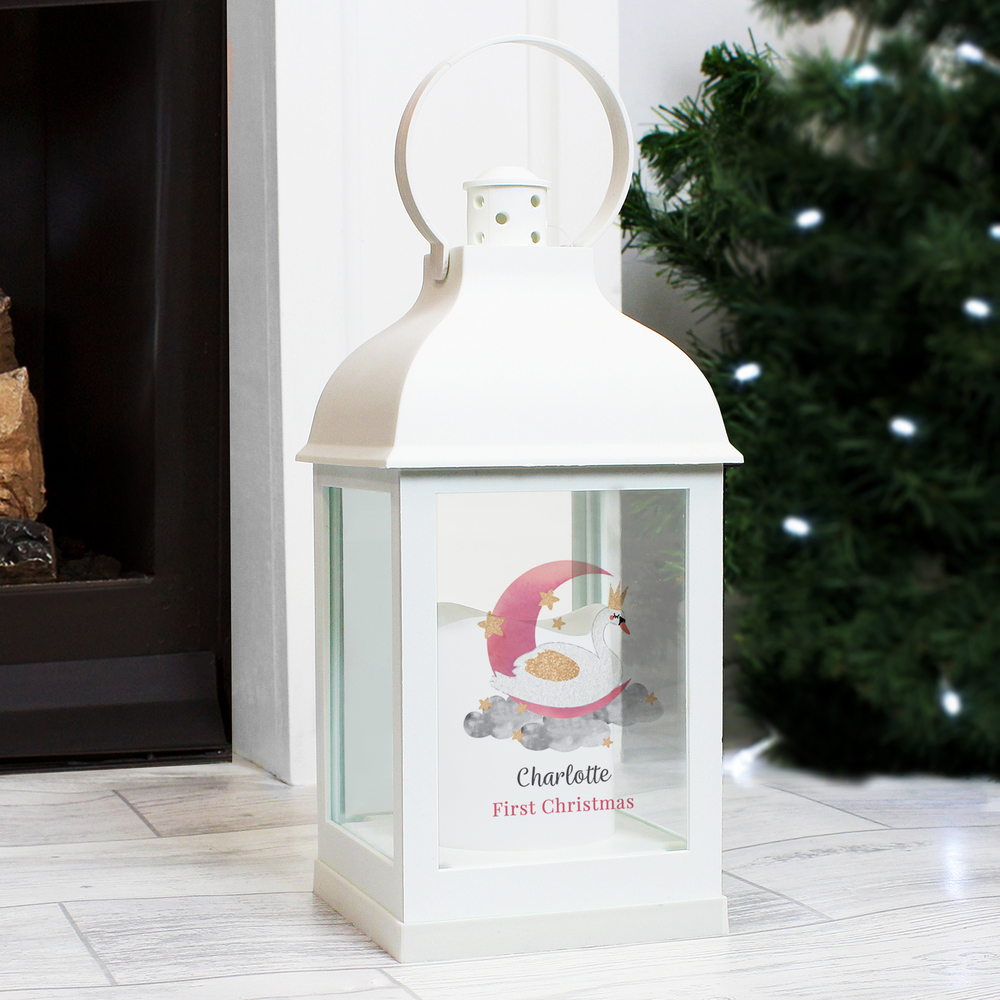 Personalised Swan Lake White Lantern