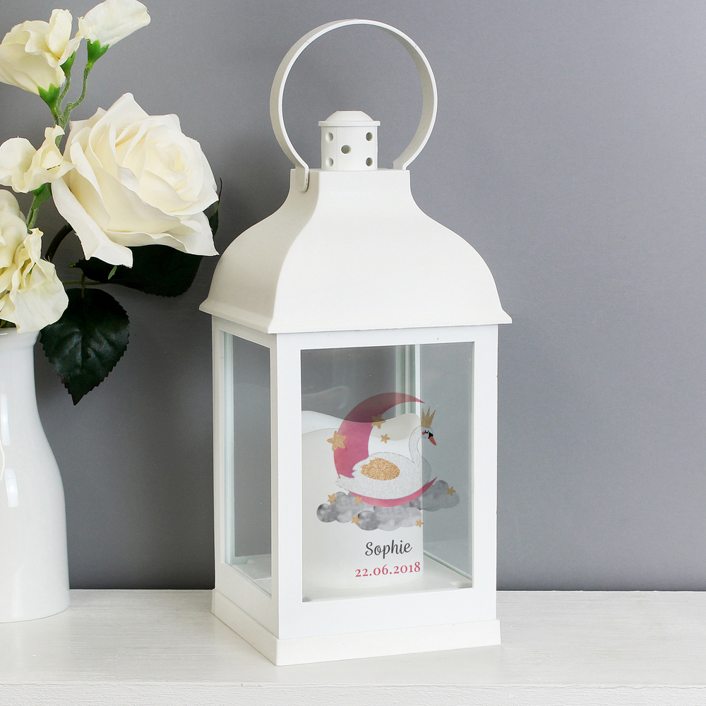 Personalised Swan Lake White Lantern