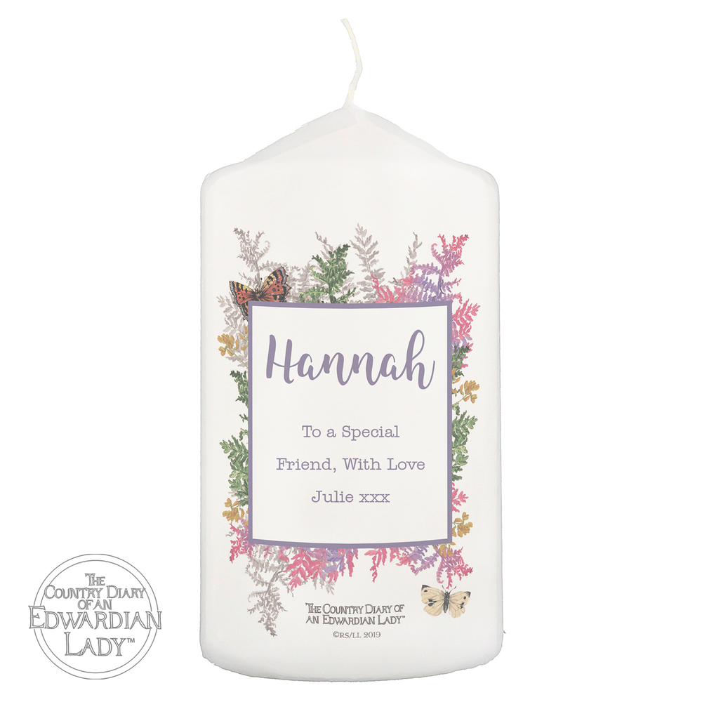 Personalised Country Diary Botanical Pillar Candle