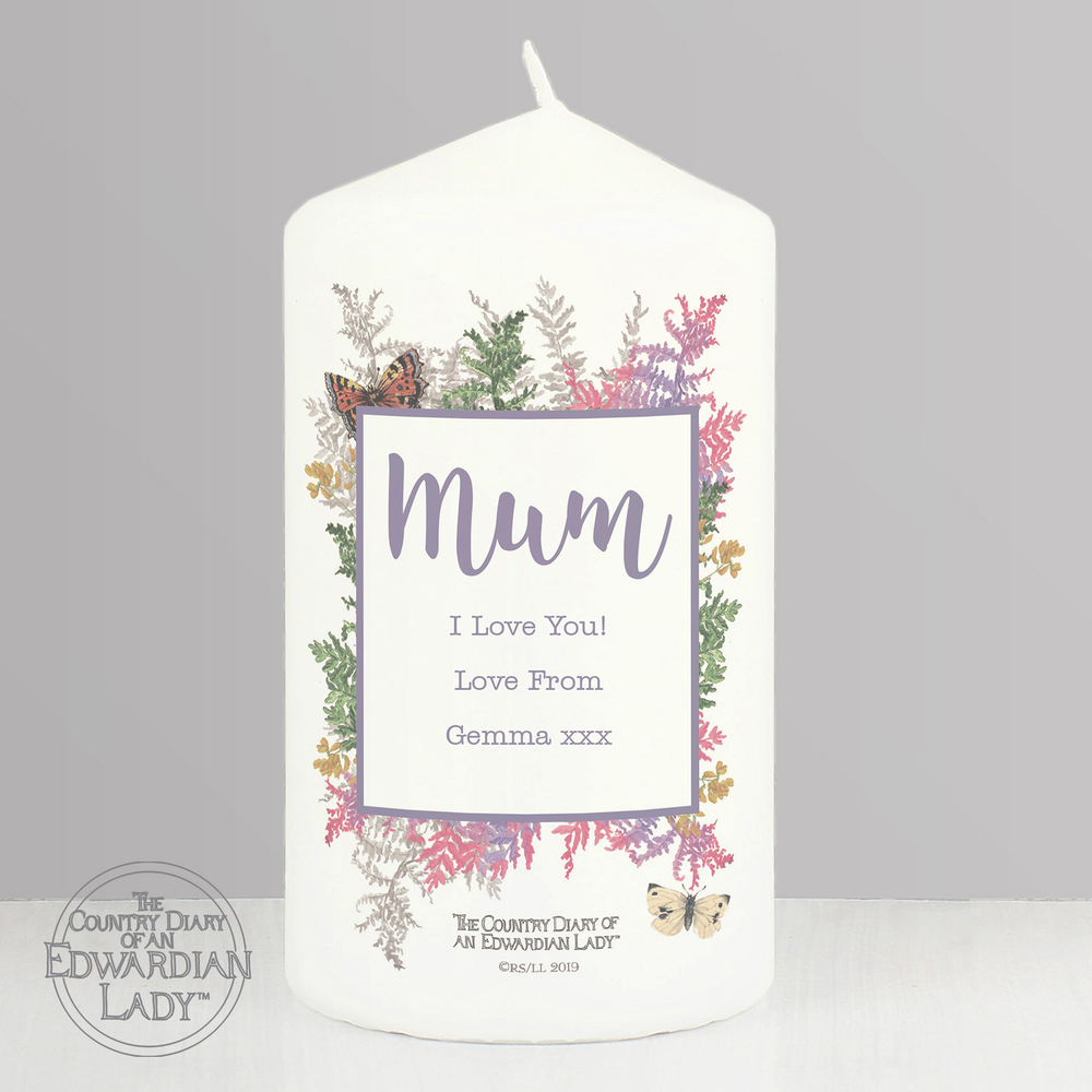 Personalised Country Diary Botanical Pillar Candle