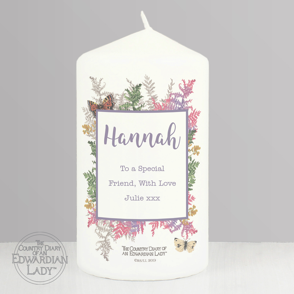 Personalised Country Diary Botanical Pillar Candle