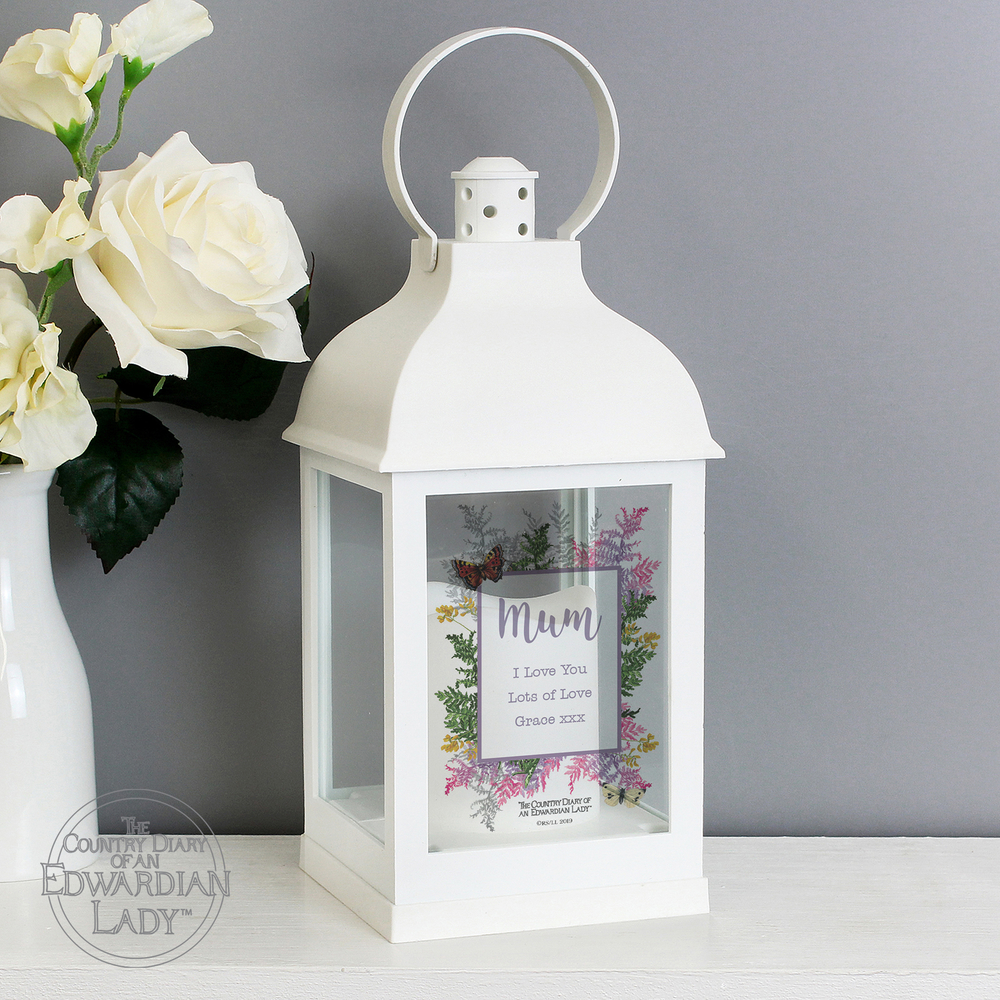 Personalised Country Diary Botanical White Lantern
