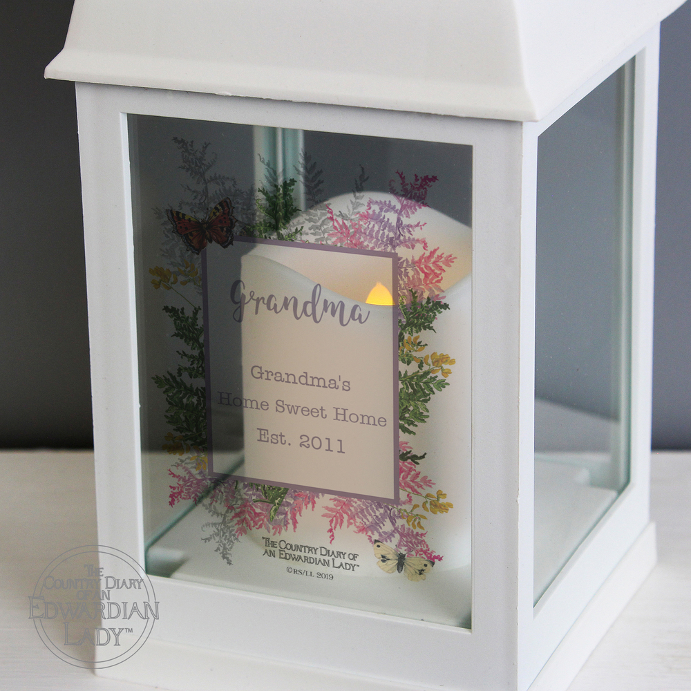 Personalised Country Diary Botanical White Lantern