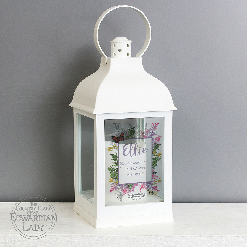 Personalised Country Diary Botanical White Lantern