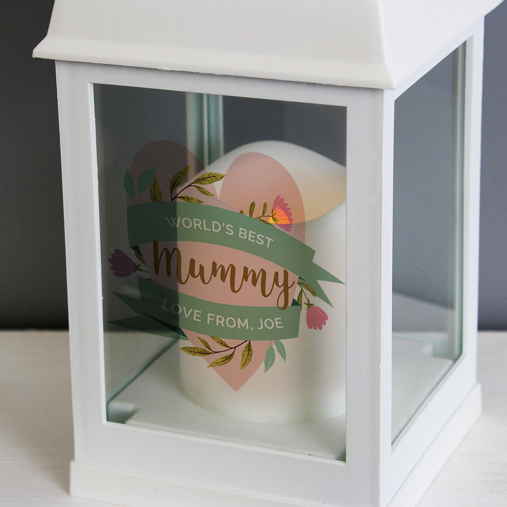 Personalised Floral Heart White Lantern