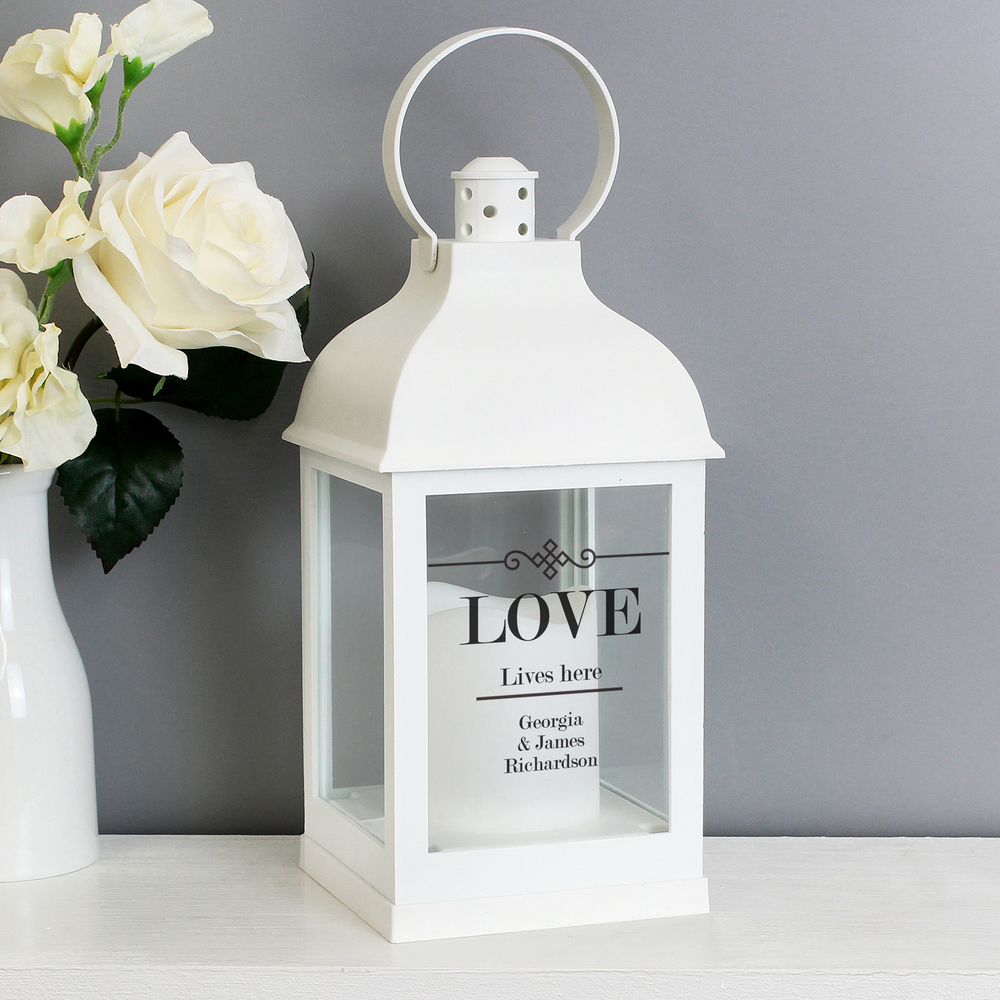 Personalised Elegant Diamond White Lantern