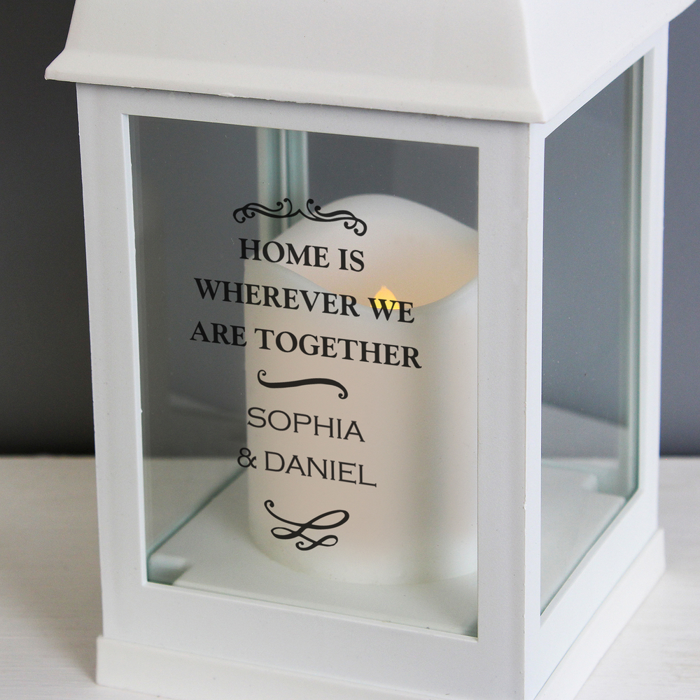 Personalised Antique Scroll White Lantern