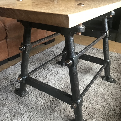 Upcycled vintage cast frame with oak top coffee/console table