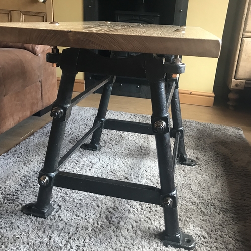 Upcycled vintage cast frame with oak top coffee/console table