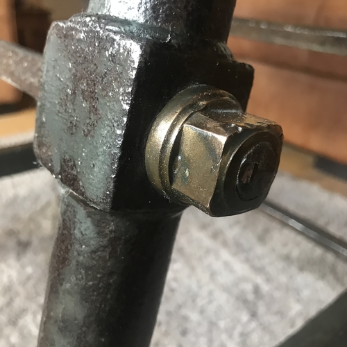 Upcycled vintage cast frame with oak top coffee/console table