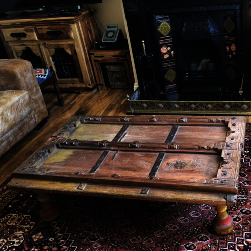 Recycled vintage Indian door coffee table