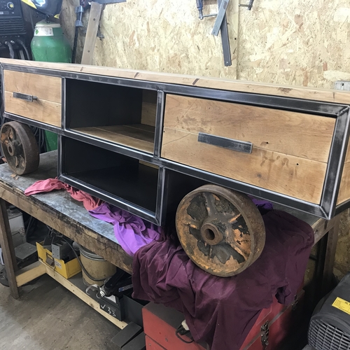 Bespoke TV trolley unit from reclaimed oak