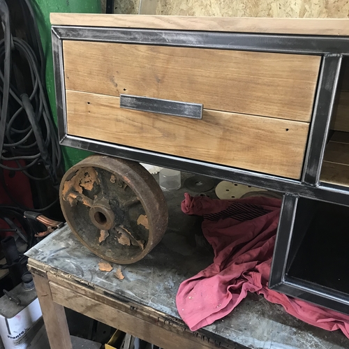 Bespoke TV trolley unit from reclaimed oak