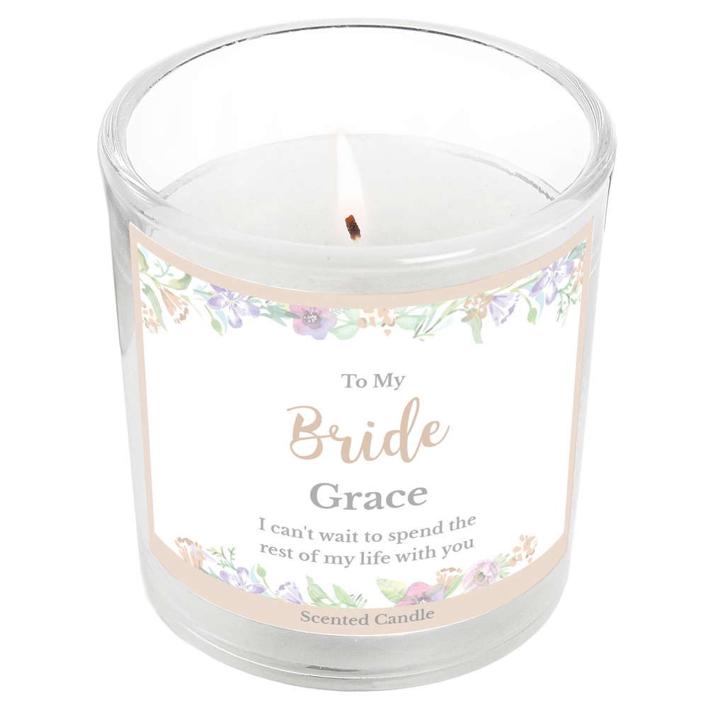 Personalised Floral Watercolour Scented Jar Candle
