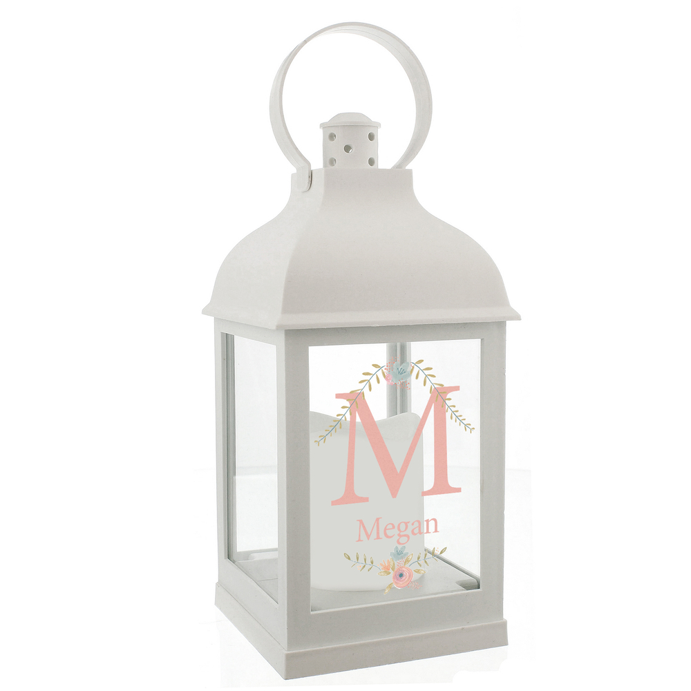 Personalised Floral Bouquet White Lantern