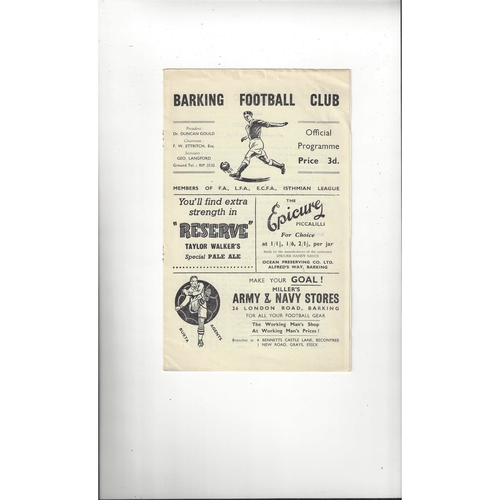 1956/57 Barking v Leyton London Senior Cup Football Programme