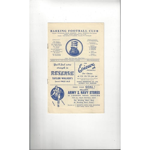 1957/58 Barking v Brentwood & Warley Essex Trophy Semi Final Football Programme