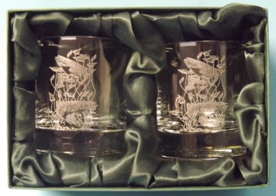Engraved Whisky Glasses x 2