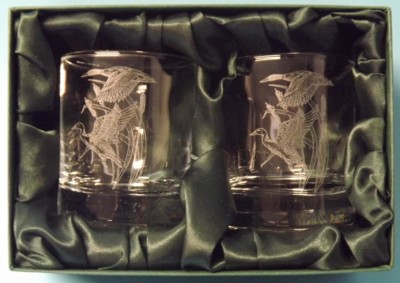 Engraved Whisky Glasses x 2