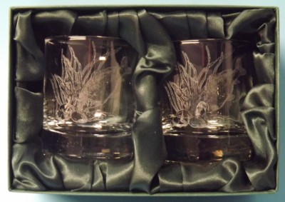 Engraved Whisky Glasses x 2