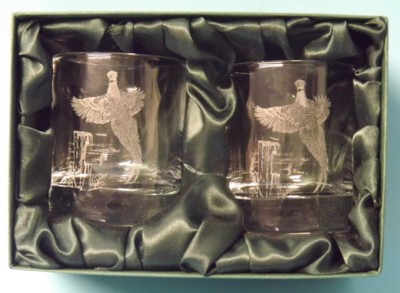Engraved Whisky Glasses x 2
