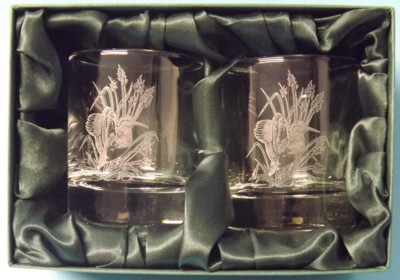 Engraved Whisky Glasses x 2