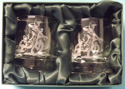 Engraved Whisky Glasses x 2