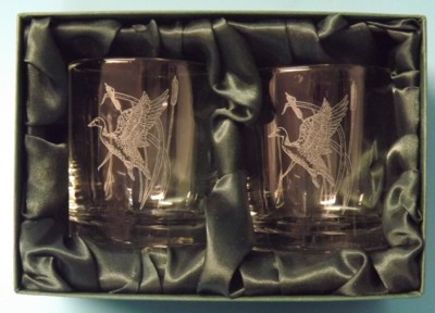 Engraved Whisky Glasses x 2