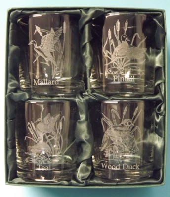 Engraved Whisky Glasses x 4