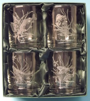 Engraved Whisky Glasses x 4