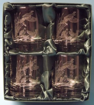 Engraved Whisky Glasses x 4