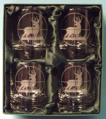 Engraved Whisky Glasses x 4