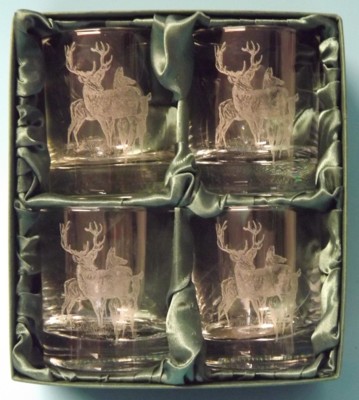Engraved Whisky Glasses x 4