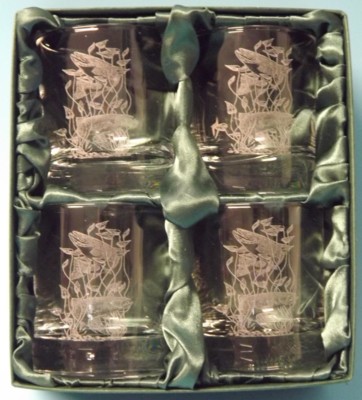 Engraved Whisky Glasses x 4