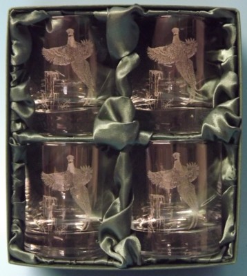 Engraved Whisky Glasses x 4