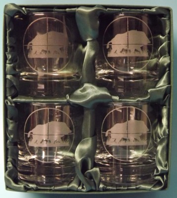 Engraved Whisky Glasses x 4