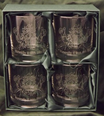 Engraved Whisky Glasses x 4
