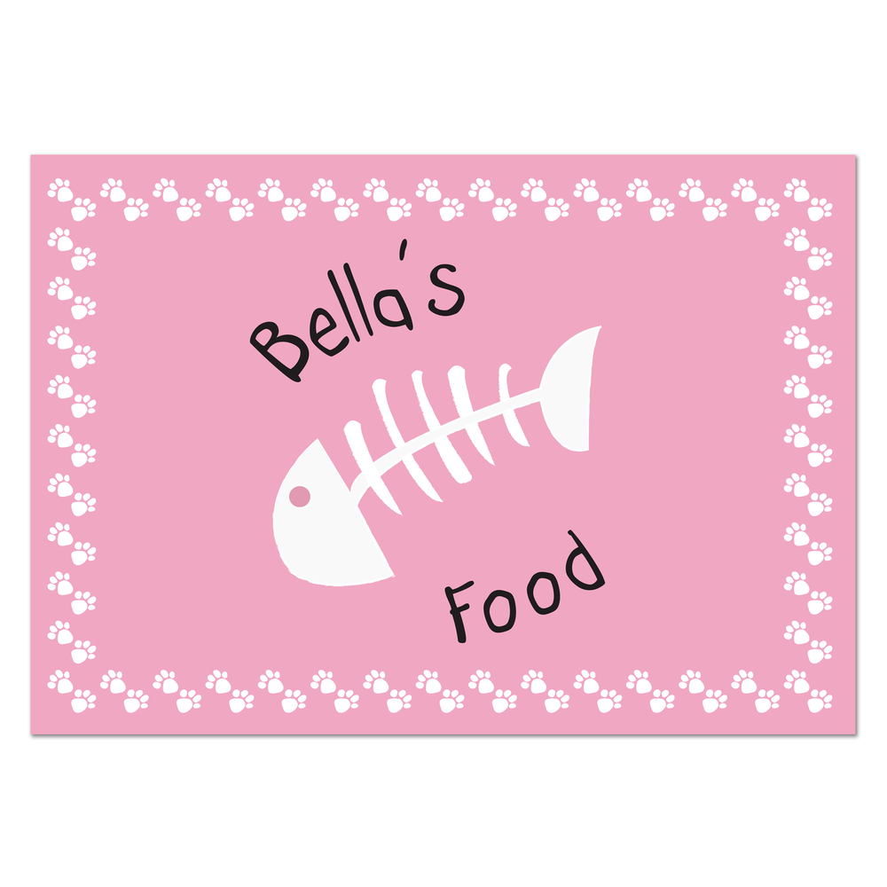 Personalised Pink Fish Bone Cat Placemat