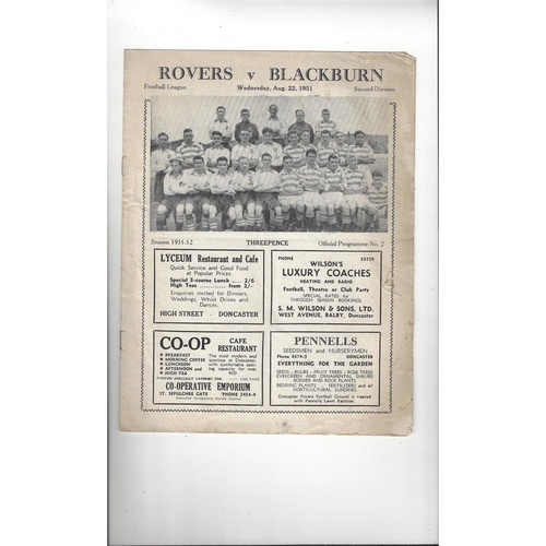 1951/52 Doncaster Rovers v Blackburn Rovers Football Programme